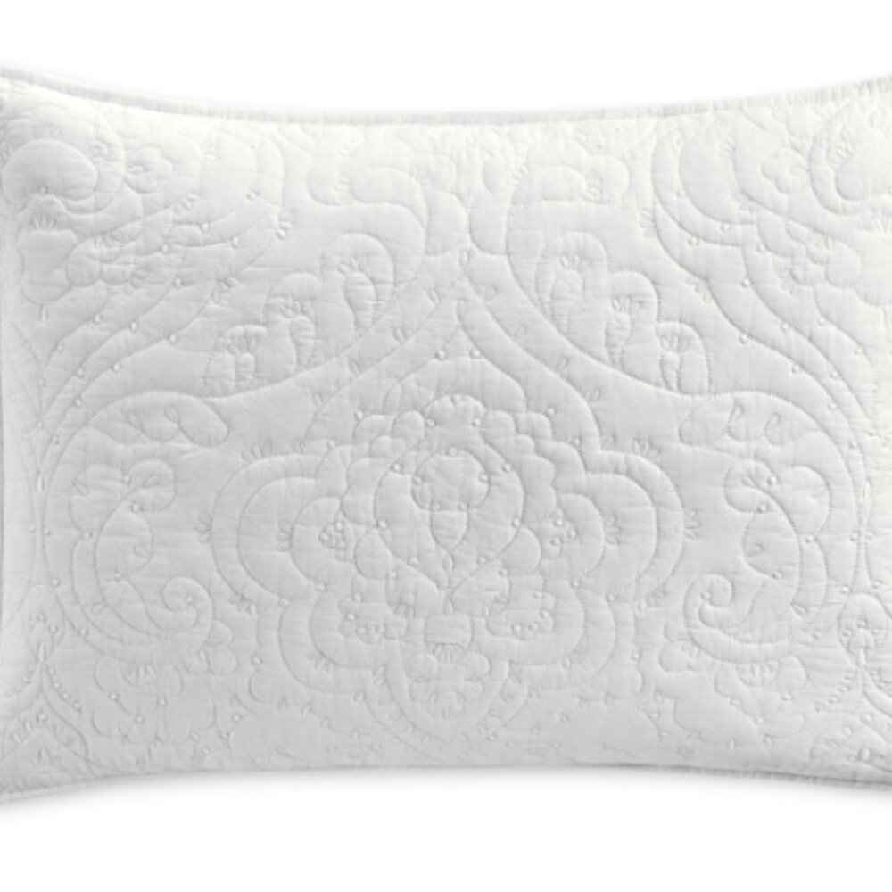 Charter Club Sculpted Paisley Embroidered Cotton Pillow Sham, Standard,